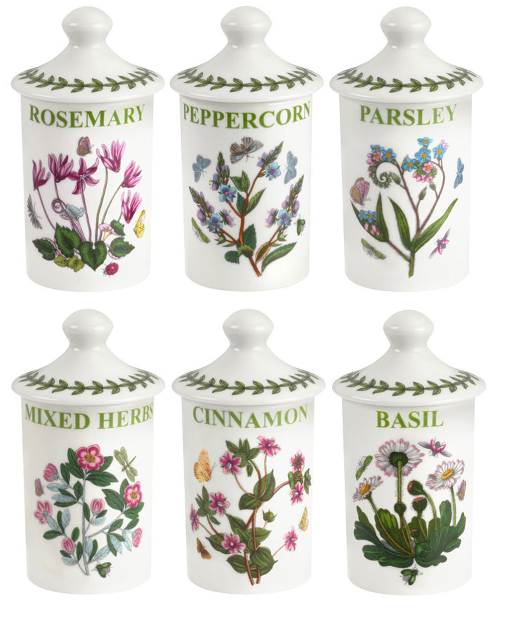 Portmeirion Botanic Garden Herb & Spice Jars S/6 11.5cm