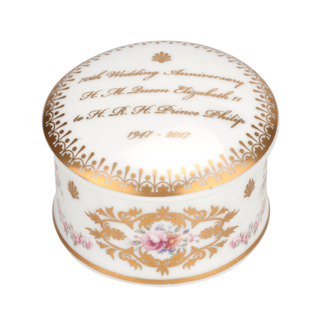 Royal Worcester 70th Wedding Anniversary Trinket Box (6cm) - LAST FEW AVAILABLE!