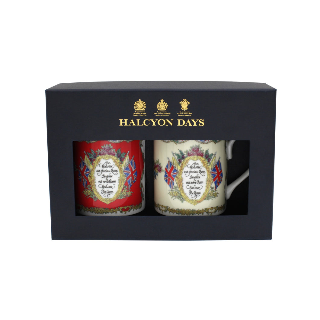 Halcyon Days Vivat Regina - Red & Ivory - Mug Set x 2 - LAST FEW AVAILABLE!