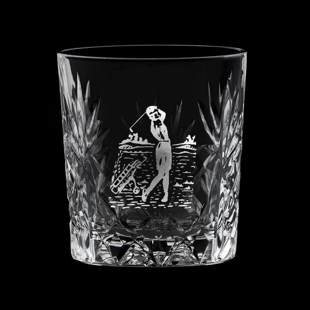 Royal Scot Crystal Kintyre Whisky Tumbler Driving Lady Golfer