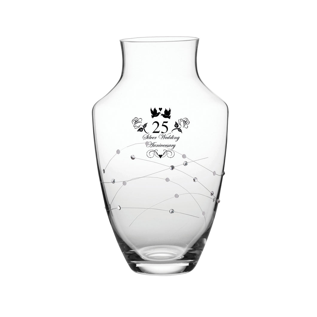 Royal Scot Crystal Diamonte Large Urn Vase Silver Wedding