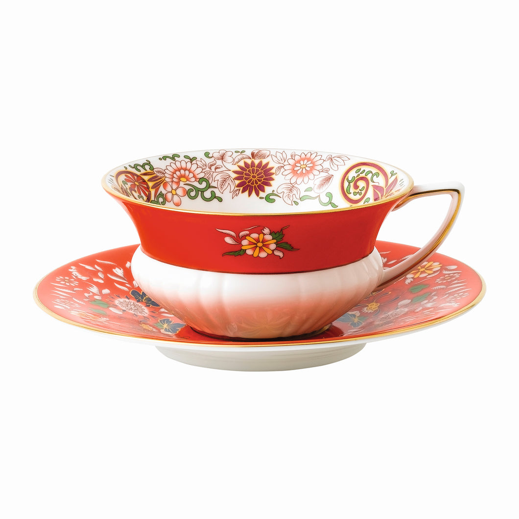 Wedgwood Crimson Orient Teacup & Saucer