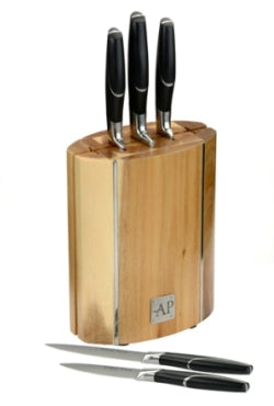 Cutlery Home Oval Wooden Knife Block 6 Piece Set