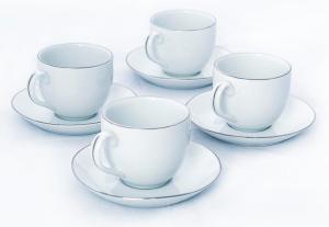 Royal Worcester Classic Platinum Teacup & Saucer Rounded x 4 - LAST FEW AVAILABLE!