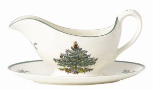 Spode Christmas Tree Sauce Boat & Std (0.28ltr) - LAST FEW AVAILABLE!