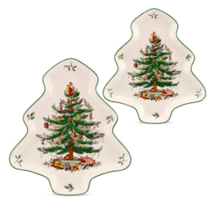 Spode Christmas Tree Tree Shaped 2pce Nesting Dish Set (25.5cm & 20cm) - LAST FEW AVAILABLE!