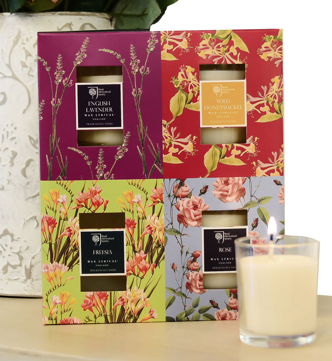 Wax Lyrical RHS Fragrant Garden 4 Candle Gift Set Assorted Votives - LAST FEW AVAILABLE!