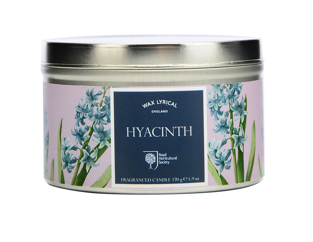 Wax Lyrical RHS Fragrant Garden Fragranced Candle Tin Hyacinth (8 x 8 x 5.6cm) - LAST FEW AVAILABLE!