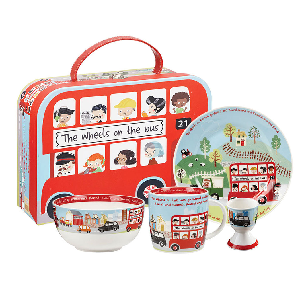 Wheels on the Bus 4 Piece Breakfast Set