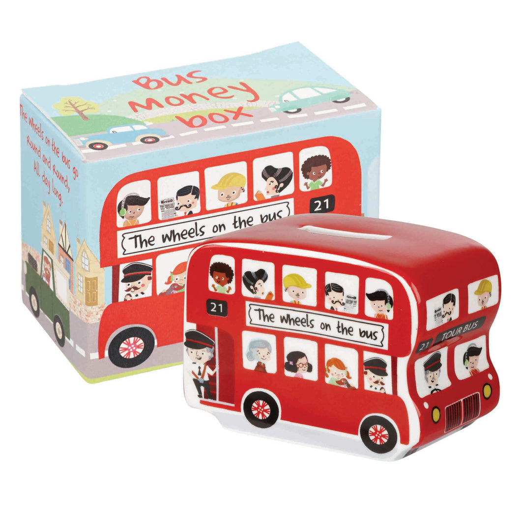 Wheels on the Bus Money Box (H7cm x D9.5cm x W5.5cm)