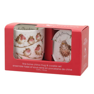 Royal Worcester Wrendale Family Christmas Mug & Coaster Set