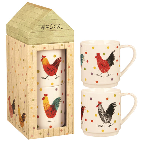 Churchill Rooster Stacking Mugs Set of 2