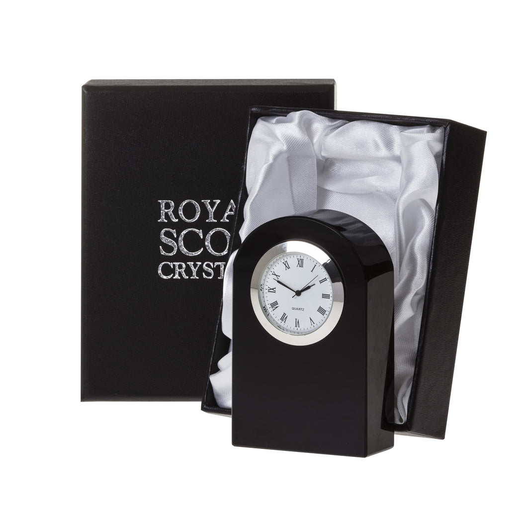 Royal Scot Crystal Small Black Dome Clock