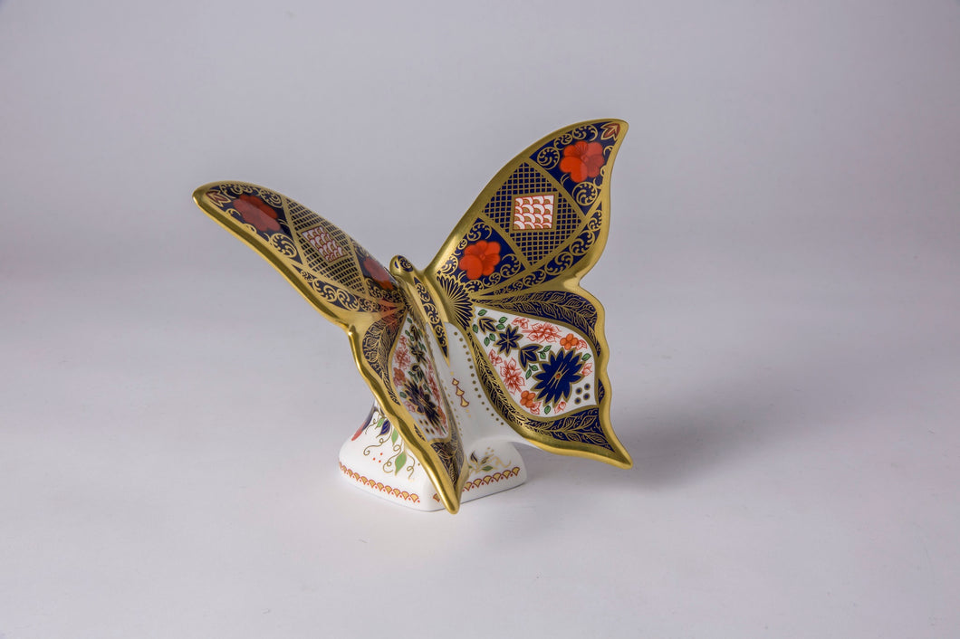 Royal Crown Derby Old Imari Solid Gold Band Butterfly