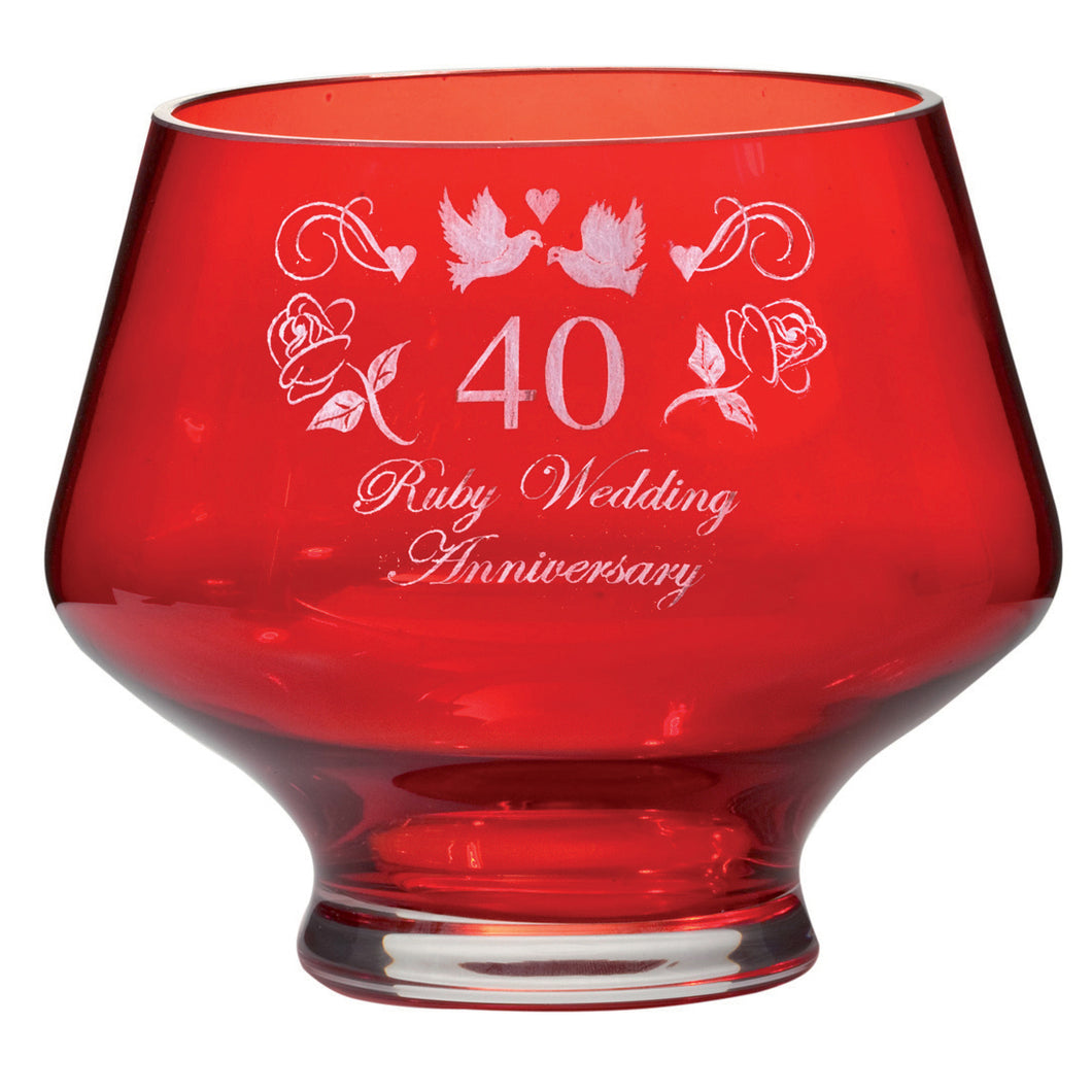Royal Scot Crystal Ruby Bowl 40th Ruby Wedding
