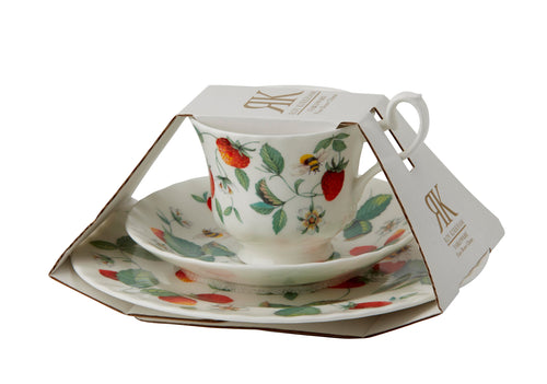 Roy Kirkham Strawberry Tea Cup & Saucer & Plate Set