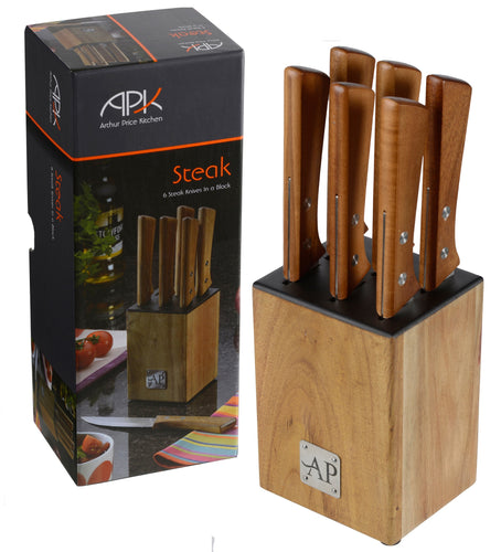 Arthur Price 6 Steak Knives in Wooden Block Set - LAST FEW AVAILABLE!